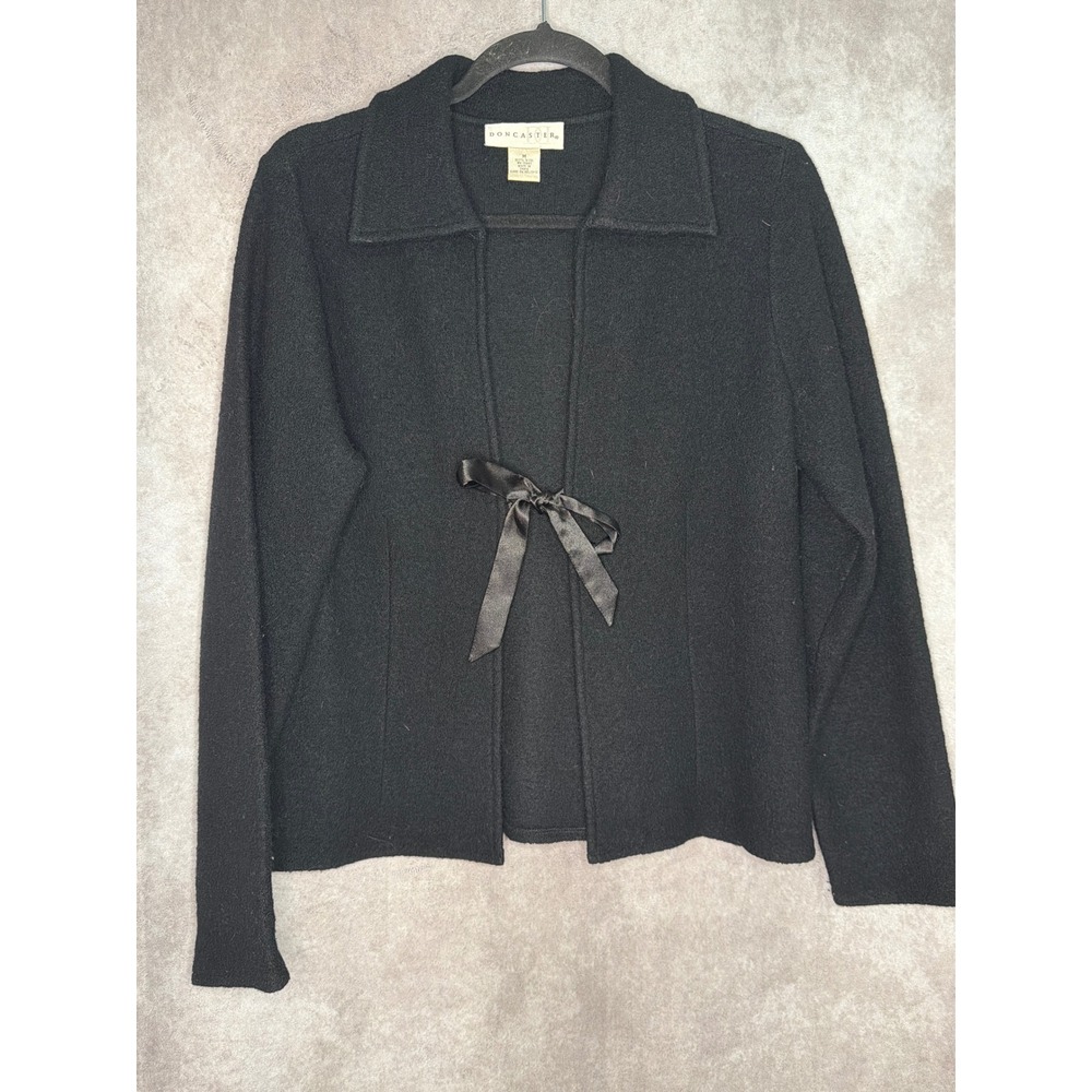 Vintage 90's‎ Doncaster 100% Wool Tie Front Cardigan Womens Medium Back